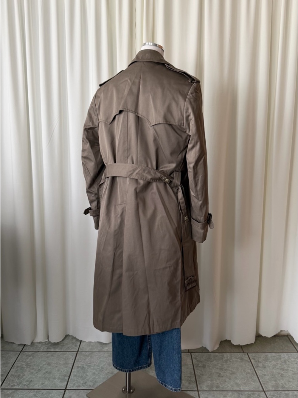 Vintage 80s Arnie II Trench Coat Men’s 40 Reg Taupe. - Picture 7 of 15